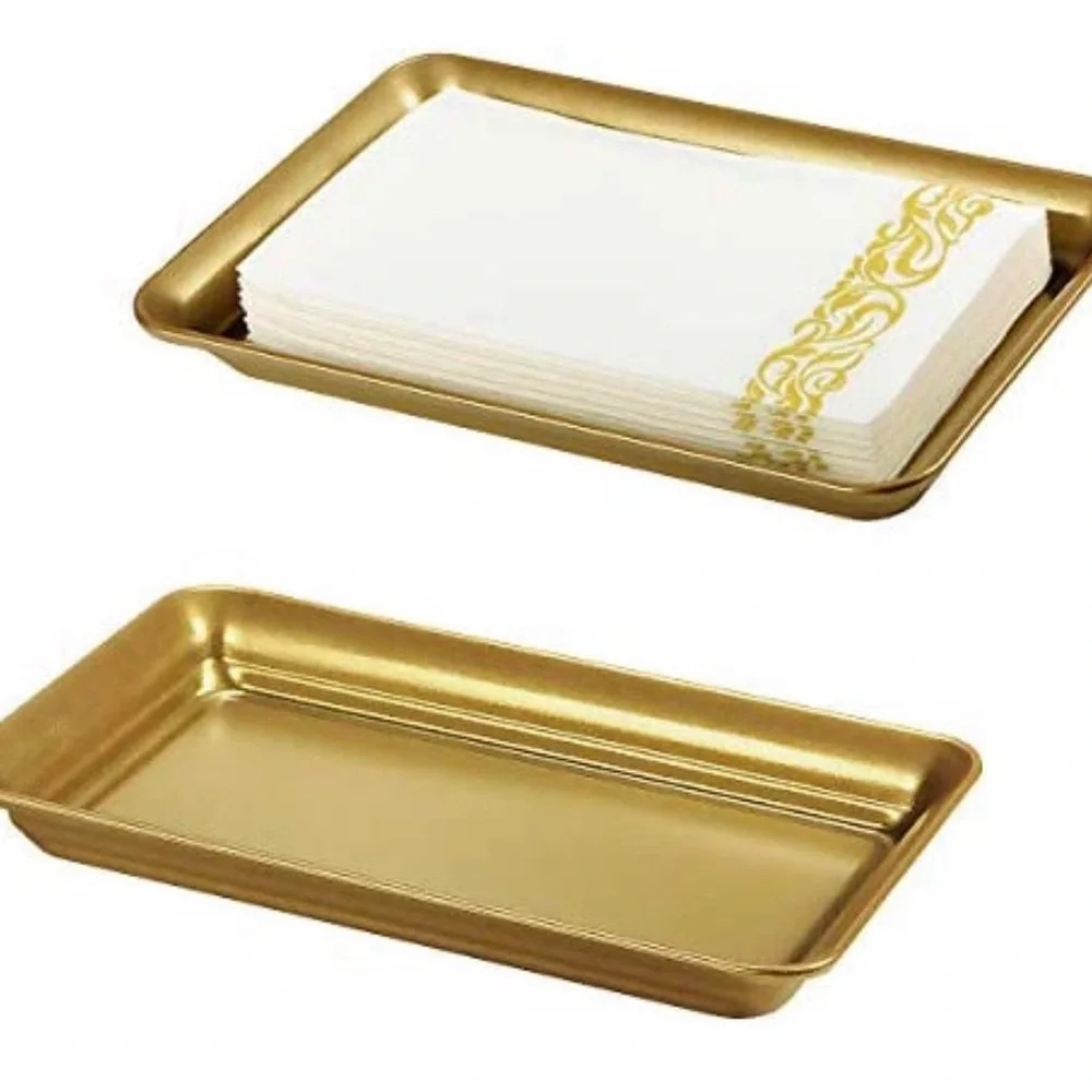 Gold Rectangular Napkin Trays (2)